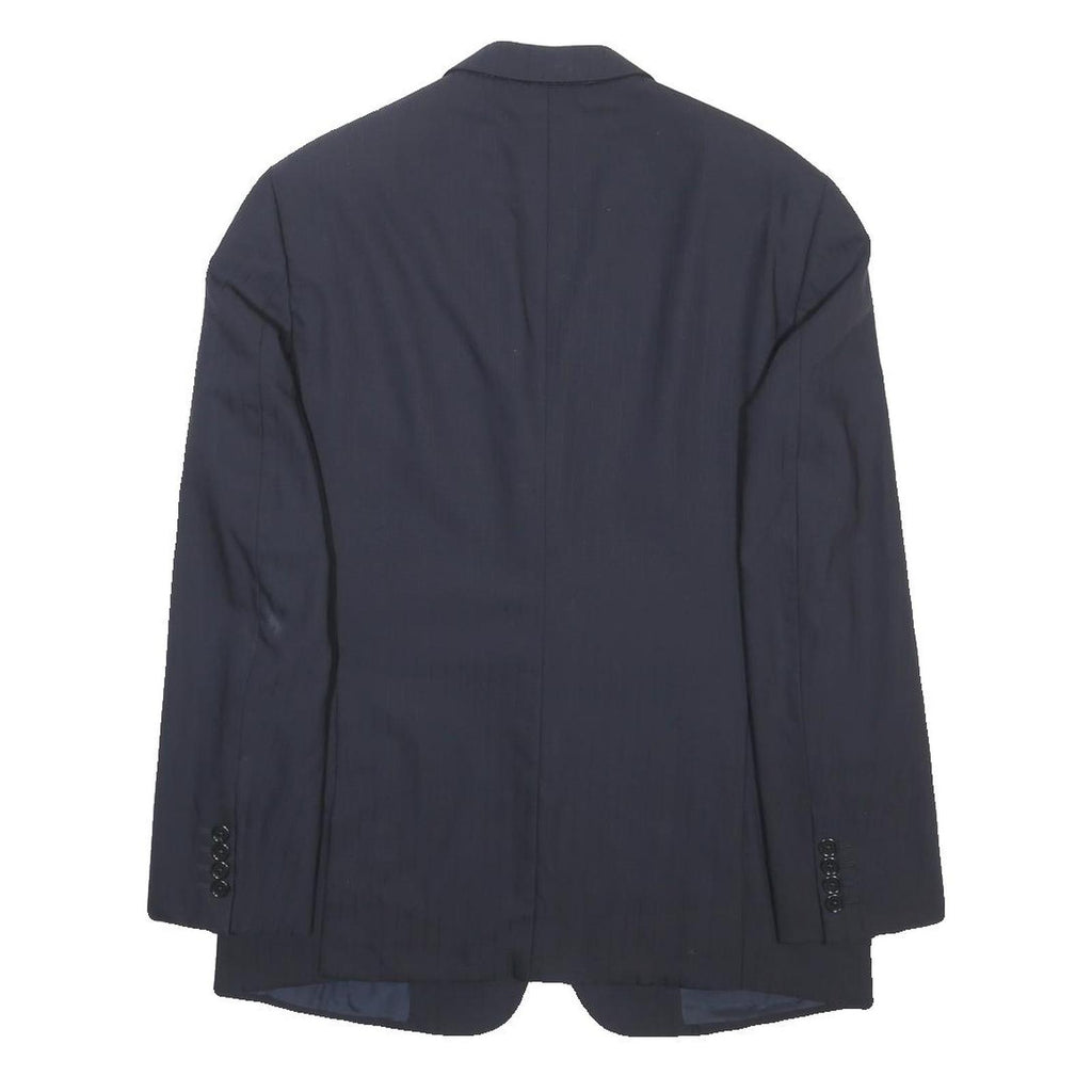 ARMANI COLLEZIONI Mens Navy Blue Classic Wool Jacket M Woven Button Formal