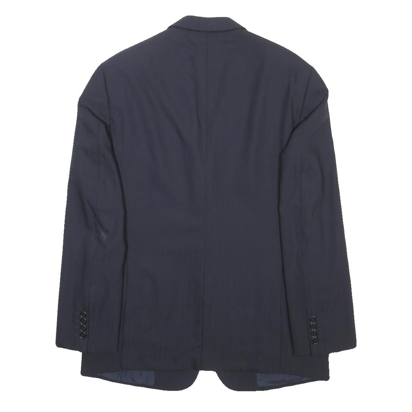 ARMANI COLLEZIONI Mens Navy Blue Classic Wool Jacket M Woven Button Formal