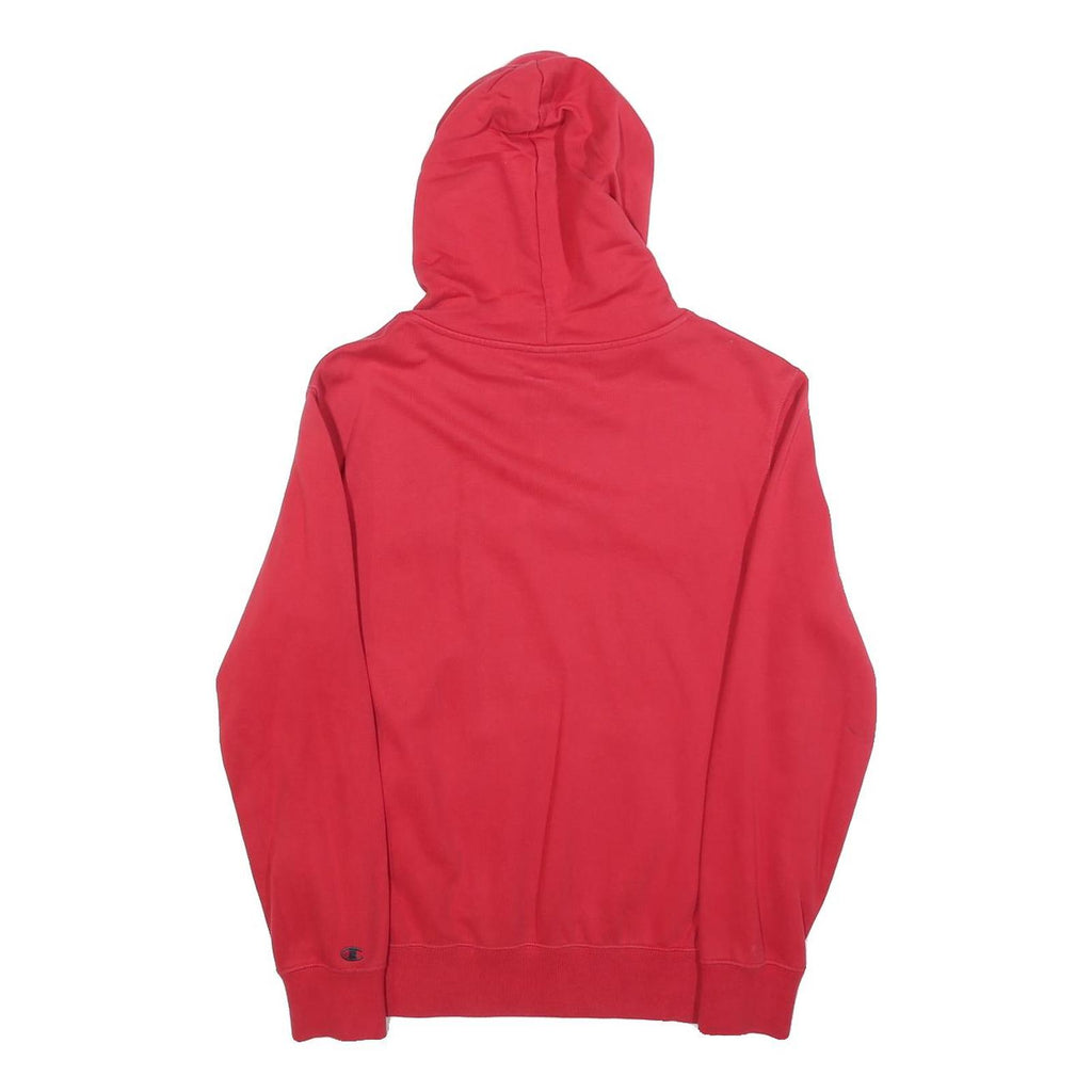 CHAMPION Mens Red Pullover Hoodie S Embroidered Logo Soft Cotton Blend