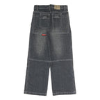 COCKY Mens Regular Fit Black Denim Jeans W26 L24 Embroidered Patchwork Zip