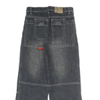 COCKY Mens Regular Fit Black Denim Jeans W26 L24 Embroidered Patchwork Zip