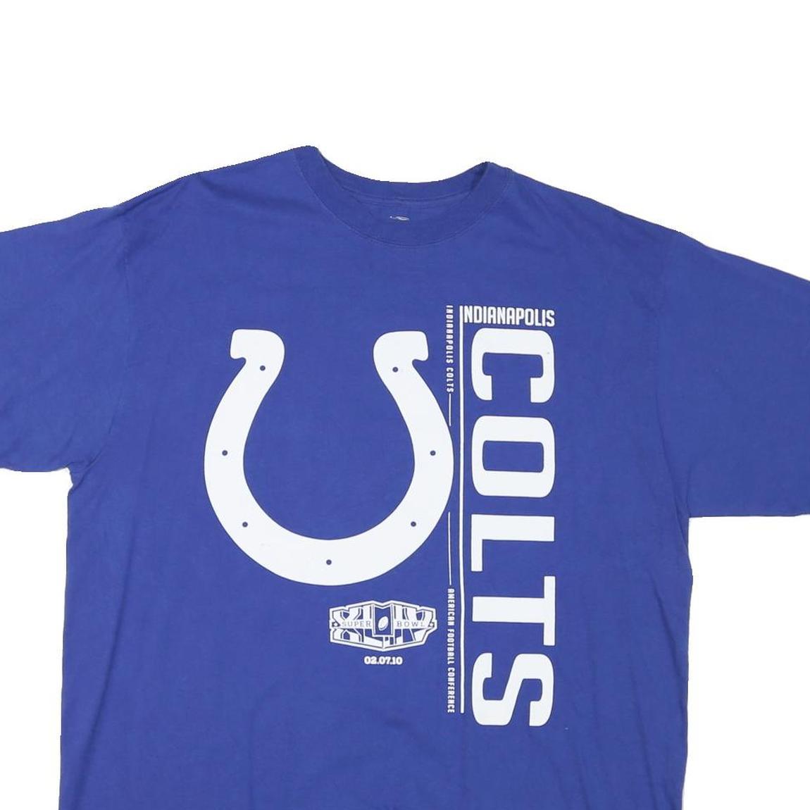 REEBOK Mens Blue Indianapolis Colts Graphic T-Shirt L Short Sleeve Crew Neck NFL