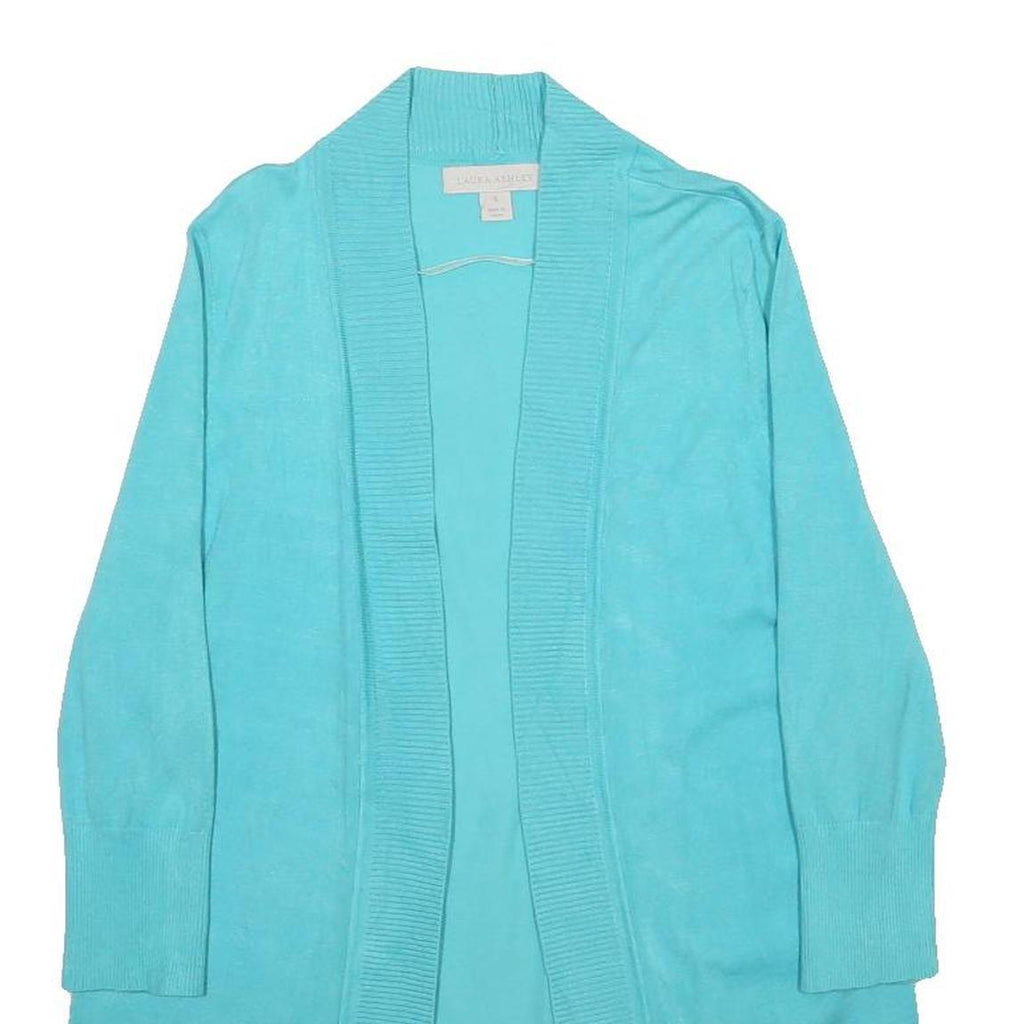 LAURA ASHLEY Womens Blue Pullover Plain Round Neck Basic Knit S Rayon Jumper