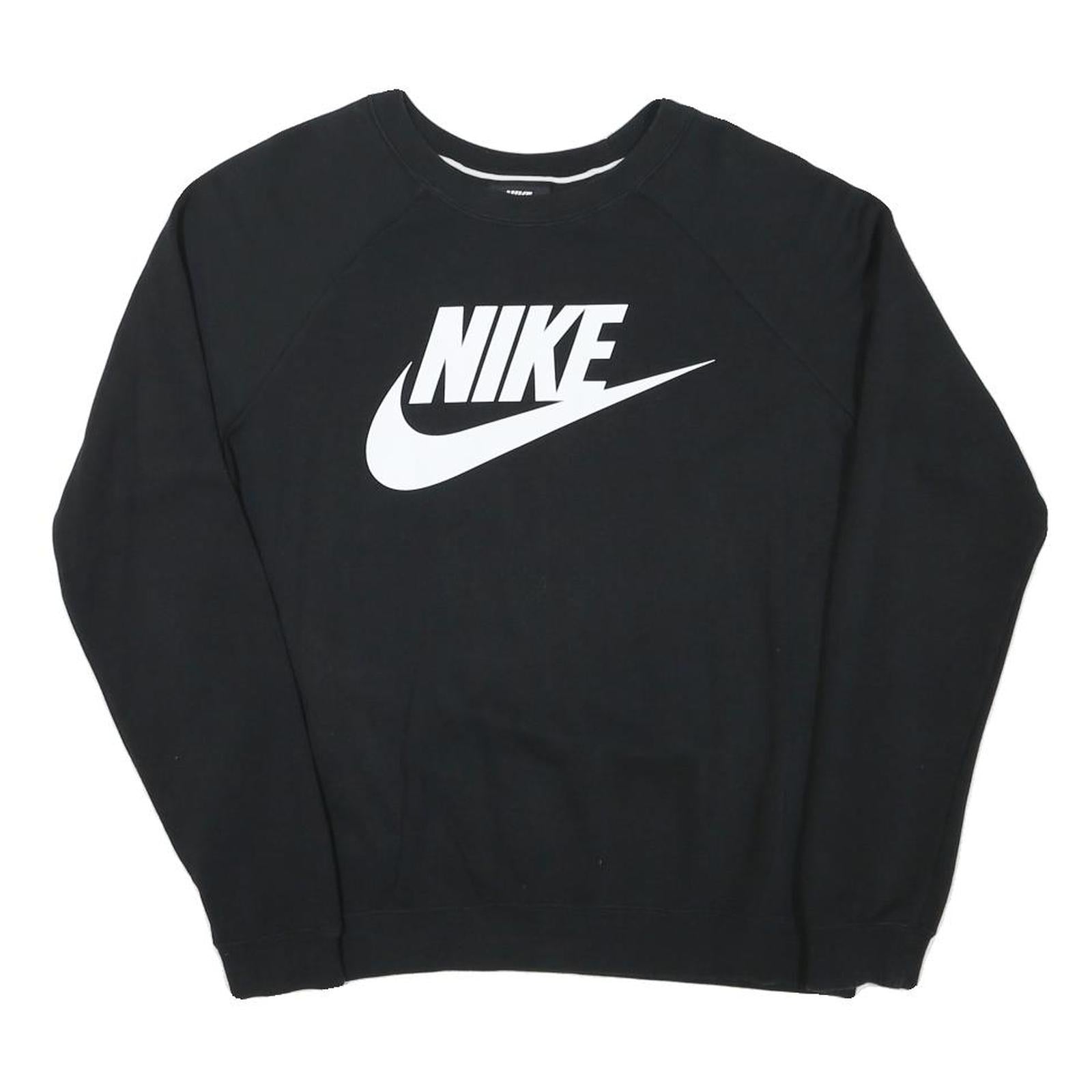 NIKE Mens Black Crew Neck S Sweatshirt Cotton Blend Logo Print