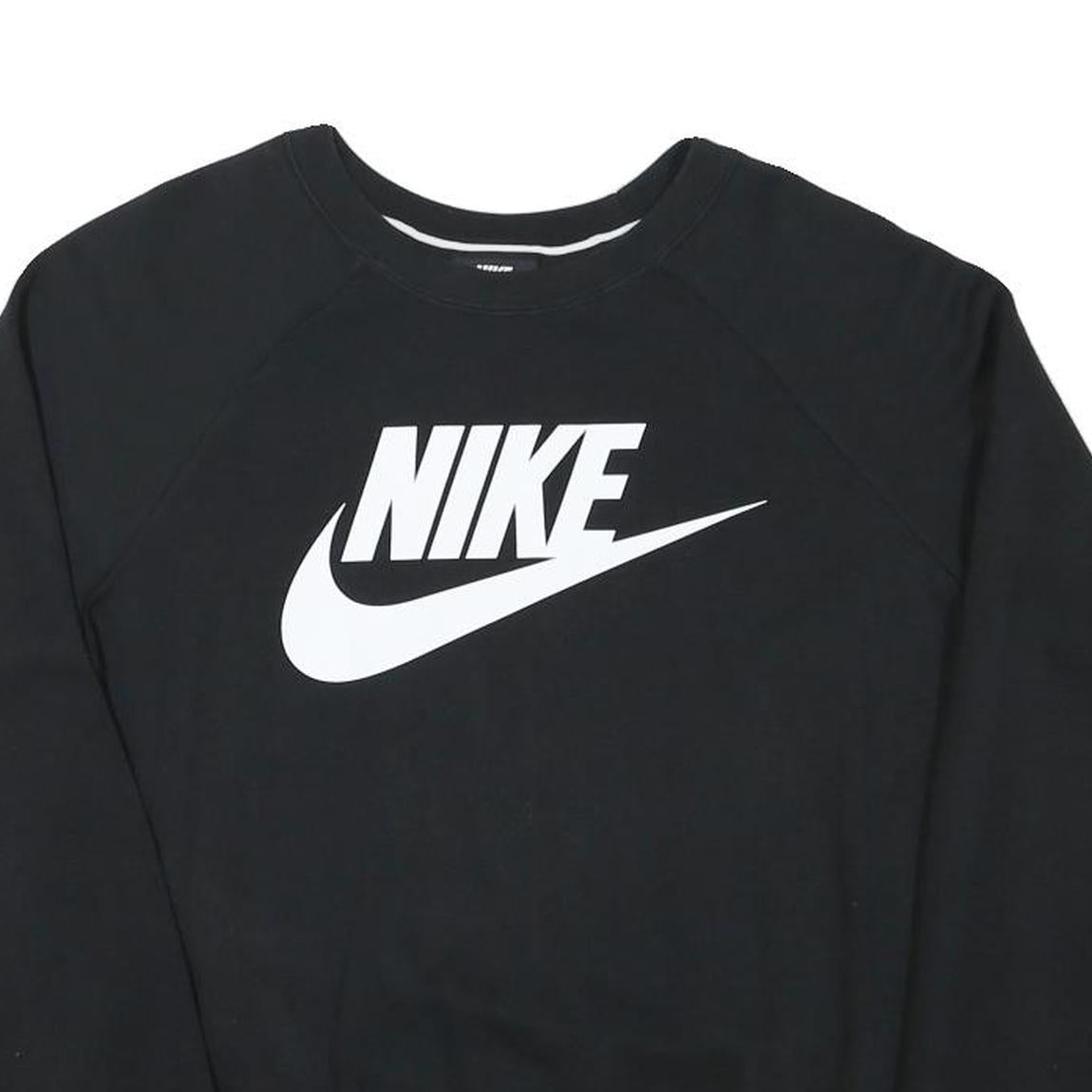 NIKE Mens Black Crew Neck S Sweatshirt Cotton Blend Logo Print