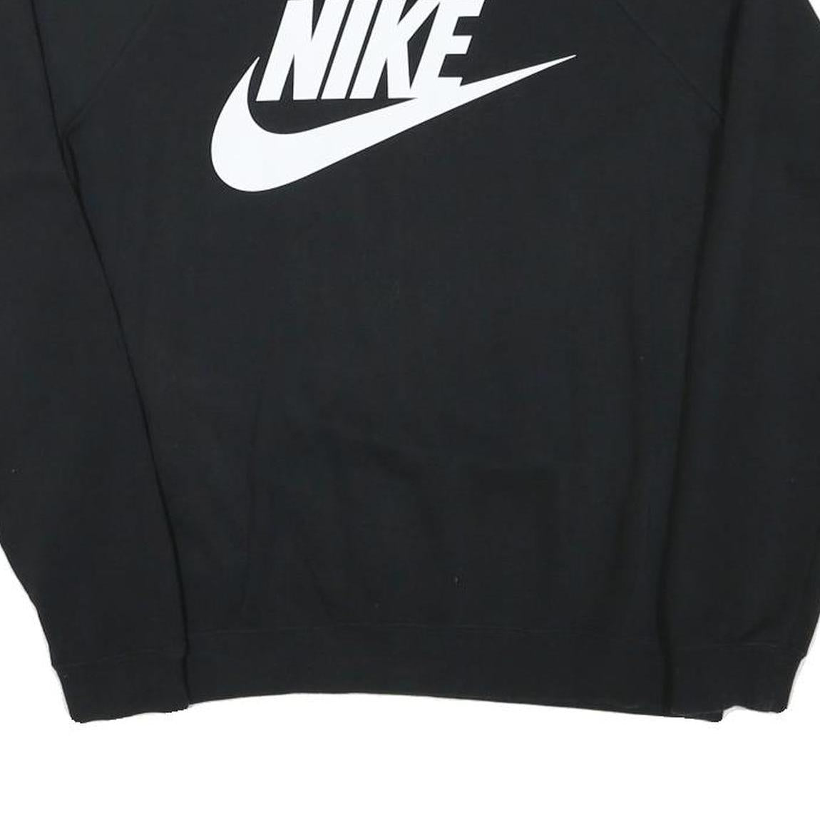 NIKE Mens Black Crew Neck S Sweatshirt Cotton Blend Logo Print