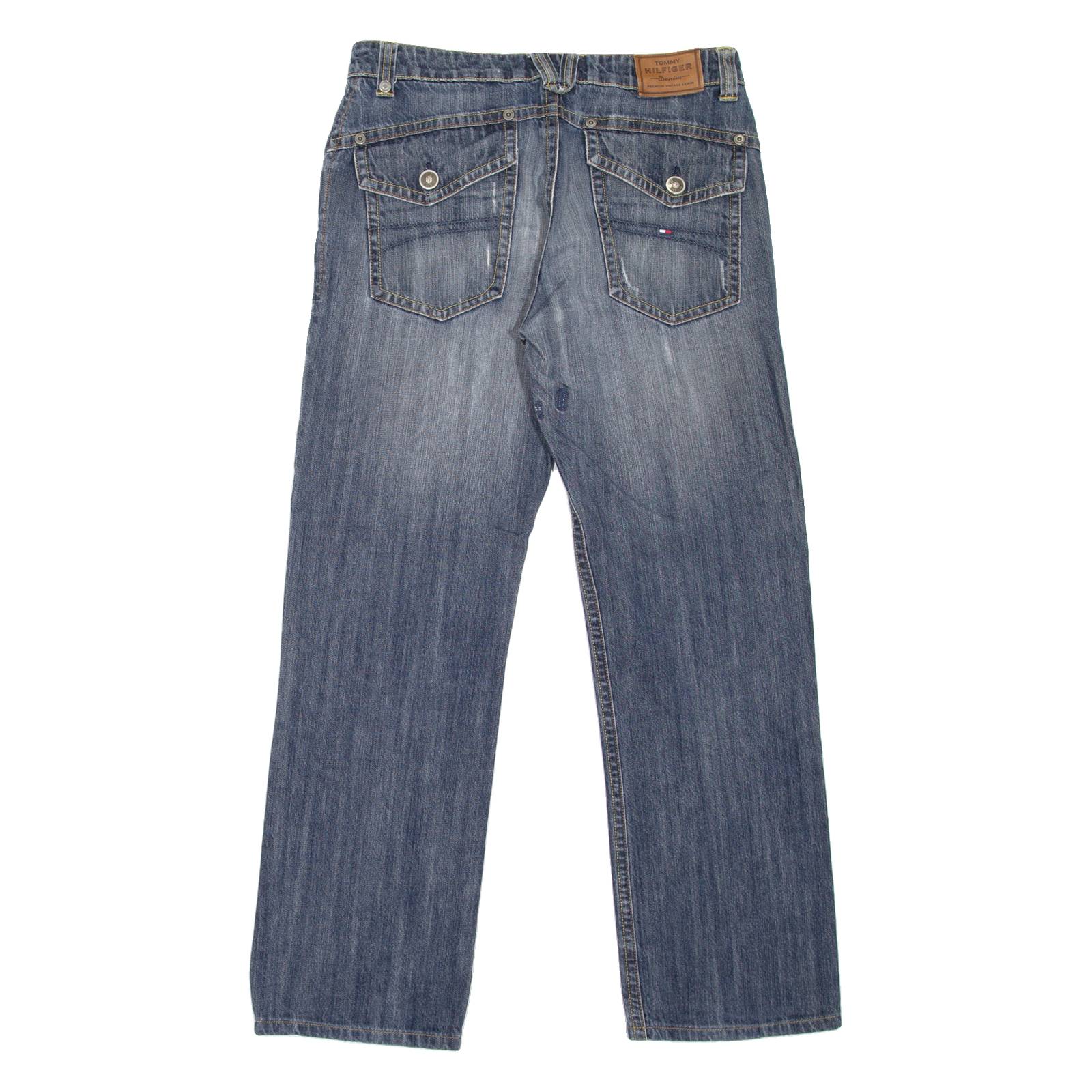 TOMMY HILFIGER Gage Fit Mens Jeans Blue Regular Skinny Stone Wash W33 L31
