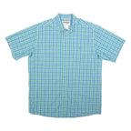 WRANGLER Mens Blue Green Check Shirt XL Button Short Sleeve Casual Cotton