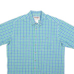 WRANGLER Mens Blue Green Check Shirt XL Button Short Sleeve Casual Cotton