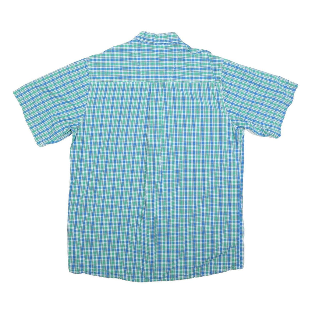 WRANGLER Mens Blue Green Check Shirt XL Button Short Sleeve Casual Cotton