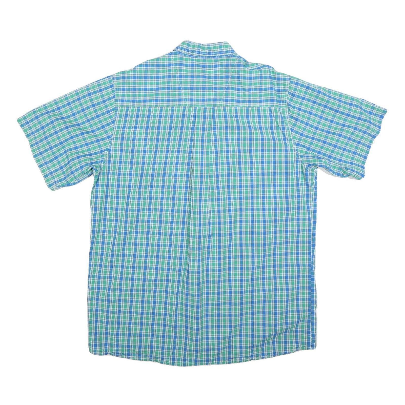 WRANGLER Mens Blue Green Check Shirt XL Button Short Sleeve Casual Cotton