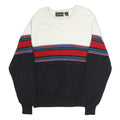 VAN COURT Womens White Black Red Striped Jumper Crew Neck Basic Knit XL Wool