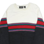 VAN COURT Womens White Black Red Striped Jumper Crew Neck Basic Knit XL Wool