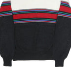 VAN COURT Womens White Black Red Striped Jumper Crew Neck Basic Knit XL Wool