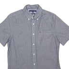 TOMMY HILFIGER Mens Grey Cotton Shirt XS Button-Down Collar Short Sleeve Casual
