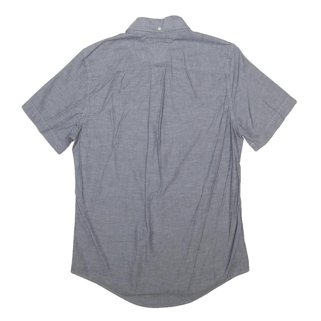 TOMMY HILFIGER Mens Grey Cotton Shirt XS Button-Down Collar Short Sleeve Casual