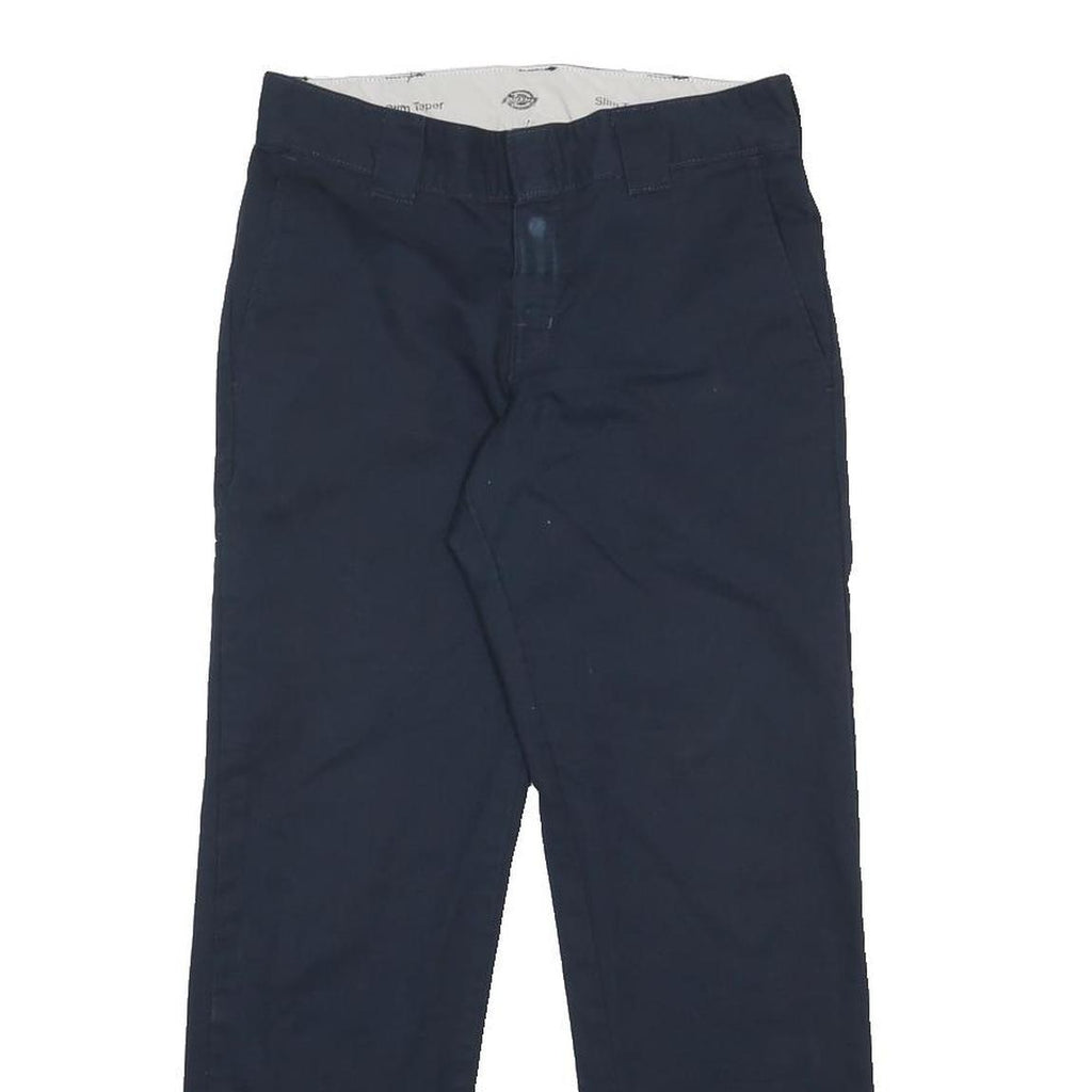 DICKIES Mens Cotton Blend Navy Slim Tapered Trousers W30 L30 Workwear Casual