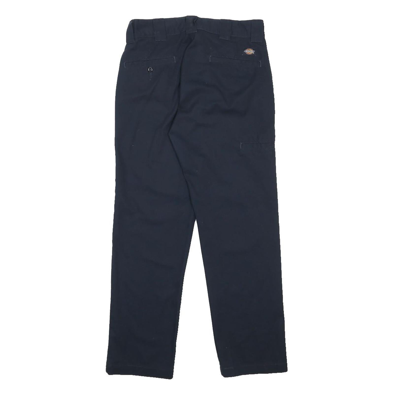 DICKIES Mens Cotton Blend Navy Slim Tapered Trousers W30 L30 Workwear Casual