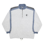 DIADORA Mens Grey & Blue Zip Neck L Sweatshirt Cotton Blend Sports Casual