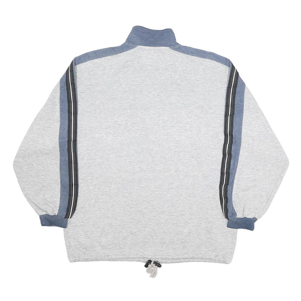 DIADORA Mens Grey & Blue Zip Neck L Sweatshirt Cotton Blend Sports Casual