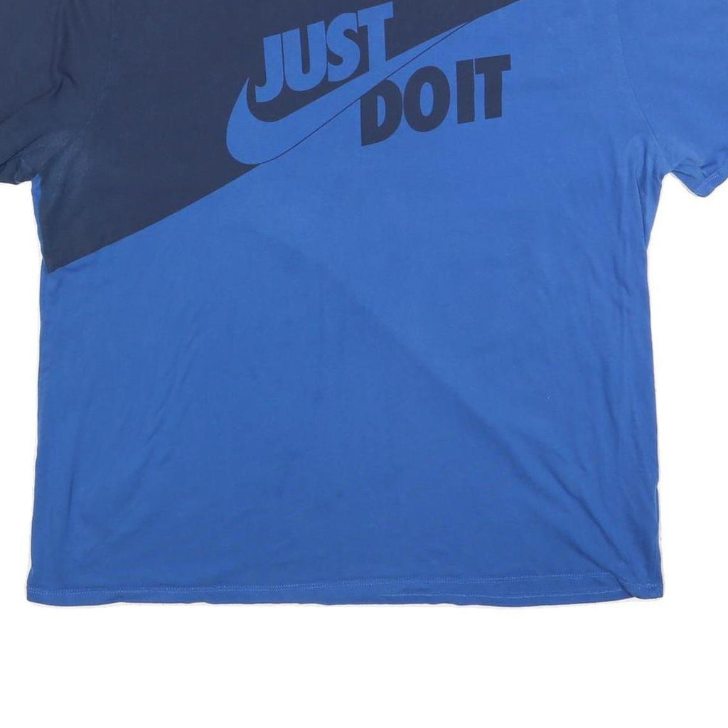 NIKE Mens Blue & Navy Graphic T-Shirt 2XL Short Sleeve Crew Neck Sportswear