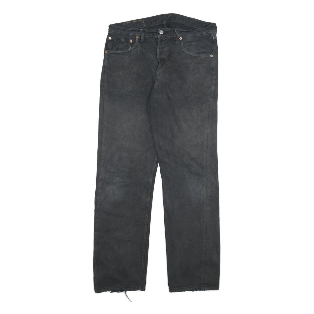 LEVI'S 501 Mens Black Regular Straight Denim W32 L31 Button Cotton Blend Jeans