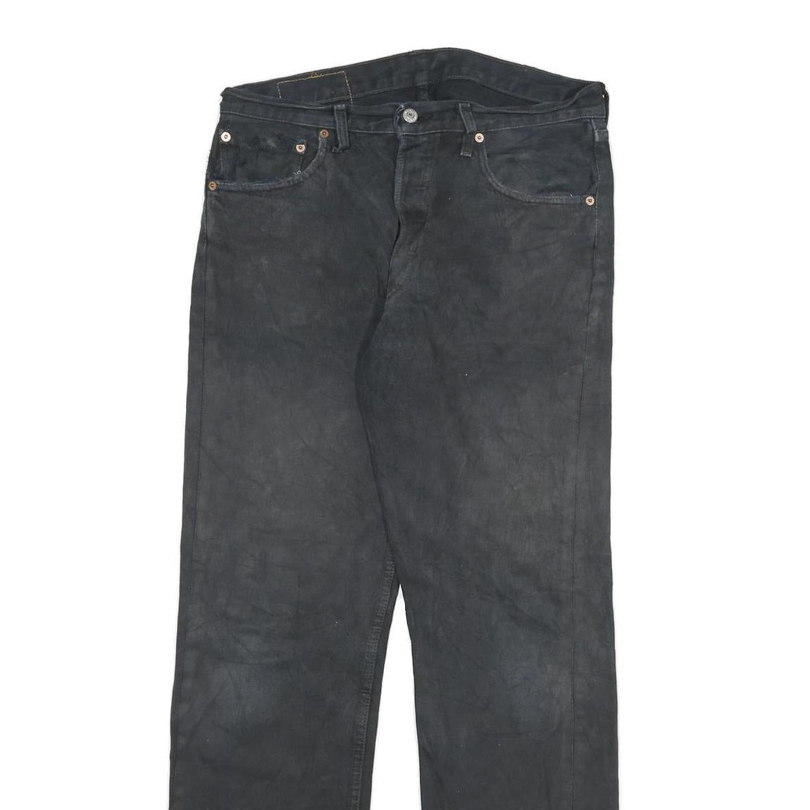LEVI'S 501 Mens Black Regular Straight Denim W32 L31 Button Cotton Blend Jeans