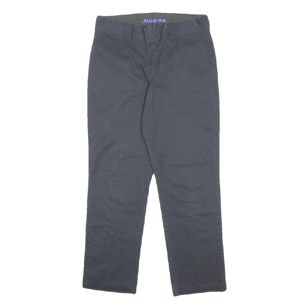 DICKIES Womens Slim Black Cotton Blend Zip Trousers W30 L27 Classic Straight Fit
