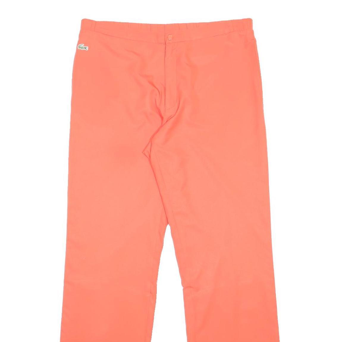 LACOSTE Womens Regular Fit Coral Polyester Trousers W32 L30 Zip Closure