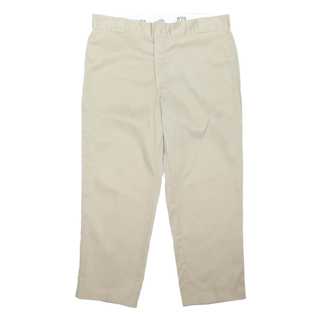 DICKIES Mens Beige Regular Fit Straight Leg Trousers W40 L28 Workwear Casual