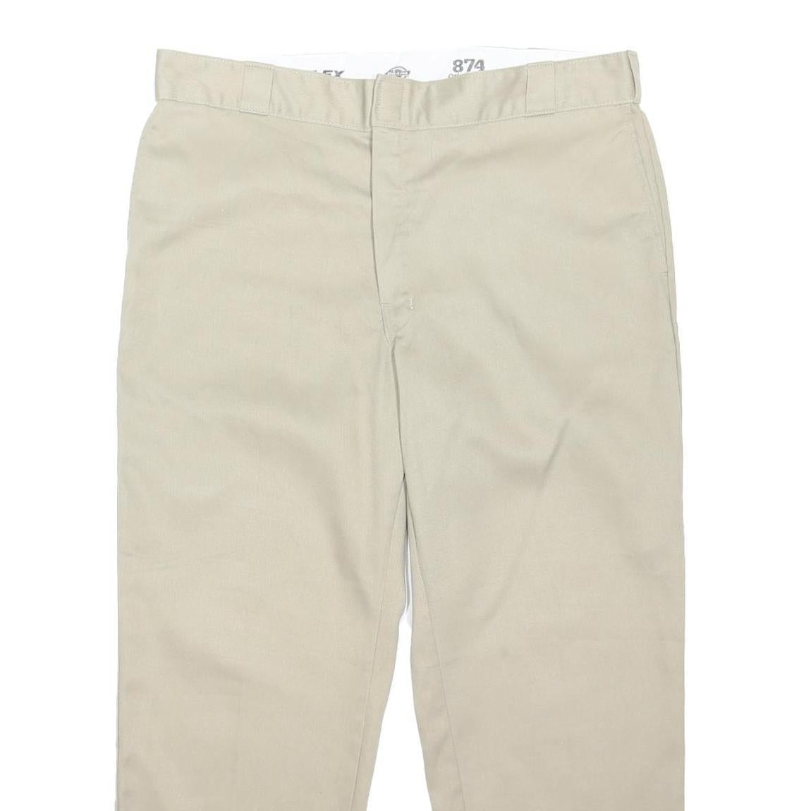 DICKIES Mens Beige Regular Fit Straight Leg Trousers W40 L28 Workwear Casual