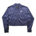 NIKE Womens Blue Satin Bomber Jacket XS Polyester Blend Cropped Zip Sportswear