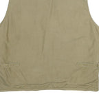 LISONG Mens Beige Utility Vest L Woven Plain Multi Pocket Zip Up Outdoor