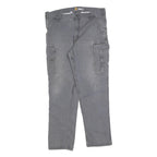 CARHARTT Mens Grey Relaxed Fit Cargo Trousers W38 L31 Durable Cotton Blend
