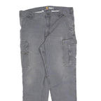 CARHARTT Mens Grey Relaxed Fit Cargo Trousers W38 L31 Durable Cotton Blend