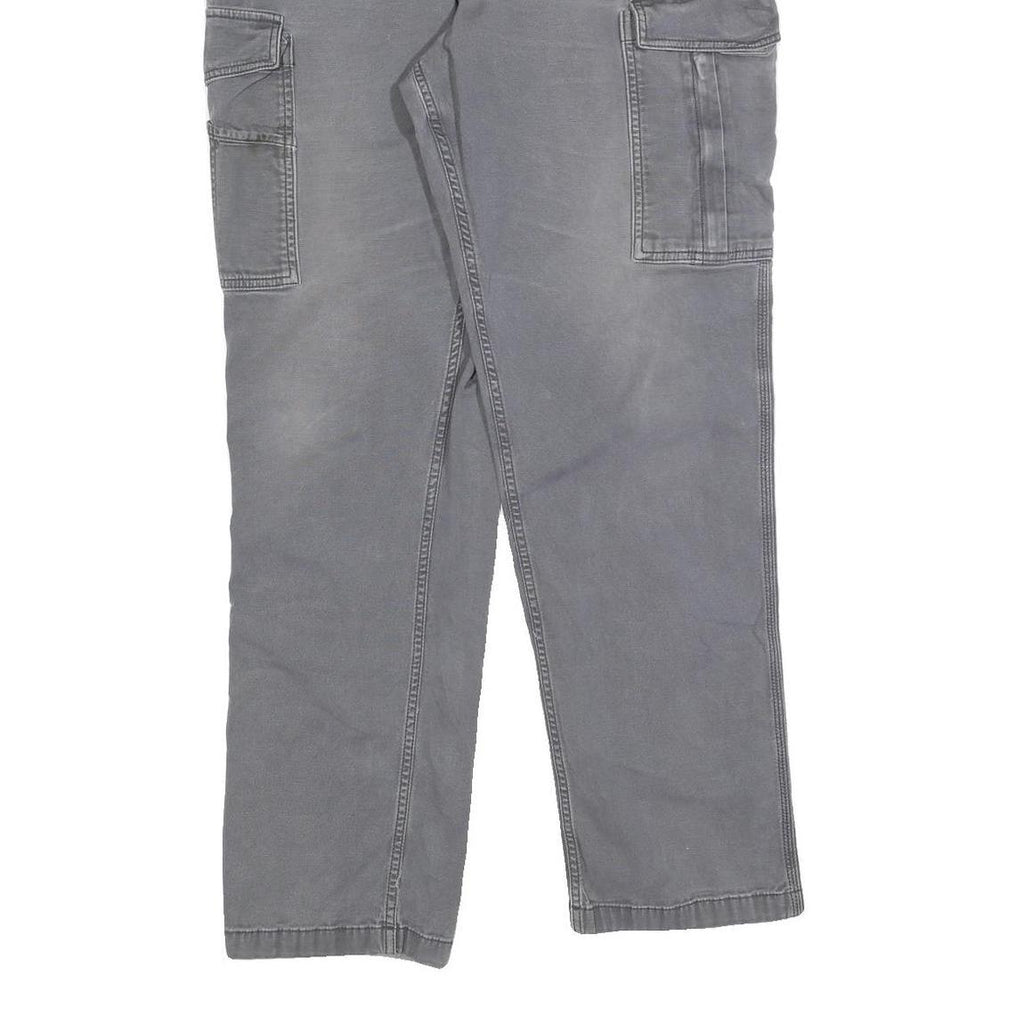 CARHARTT Mens Grey Relaxed Fit Cargo Trousers W38 L31 Durable Cotton Blend