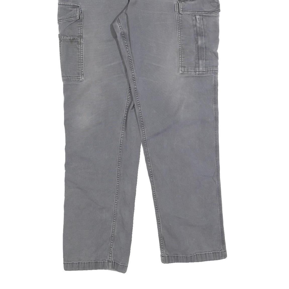 CARHARTT Mens Grey Relaxed Fit Cargo Trousers W38 L31 Durable Cotton Blend