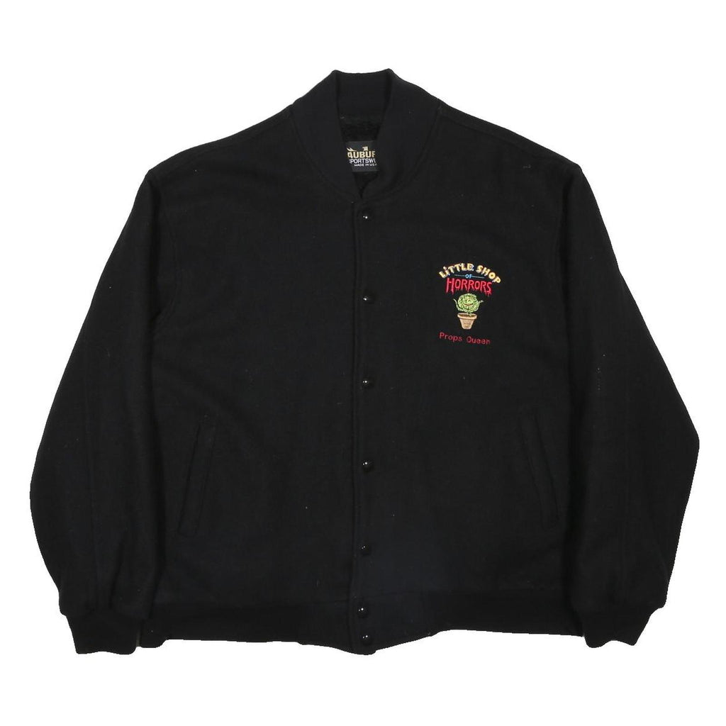 AUBURN Mens Black Little Shop Of Horrors Wool Blend Bomber Jacket XL Button