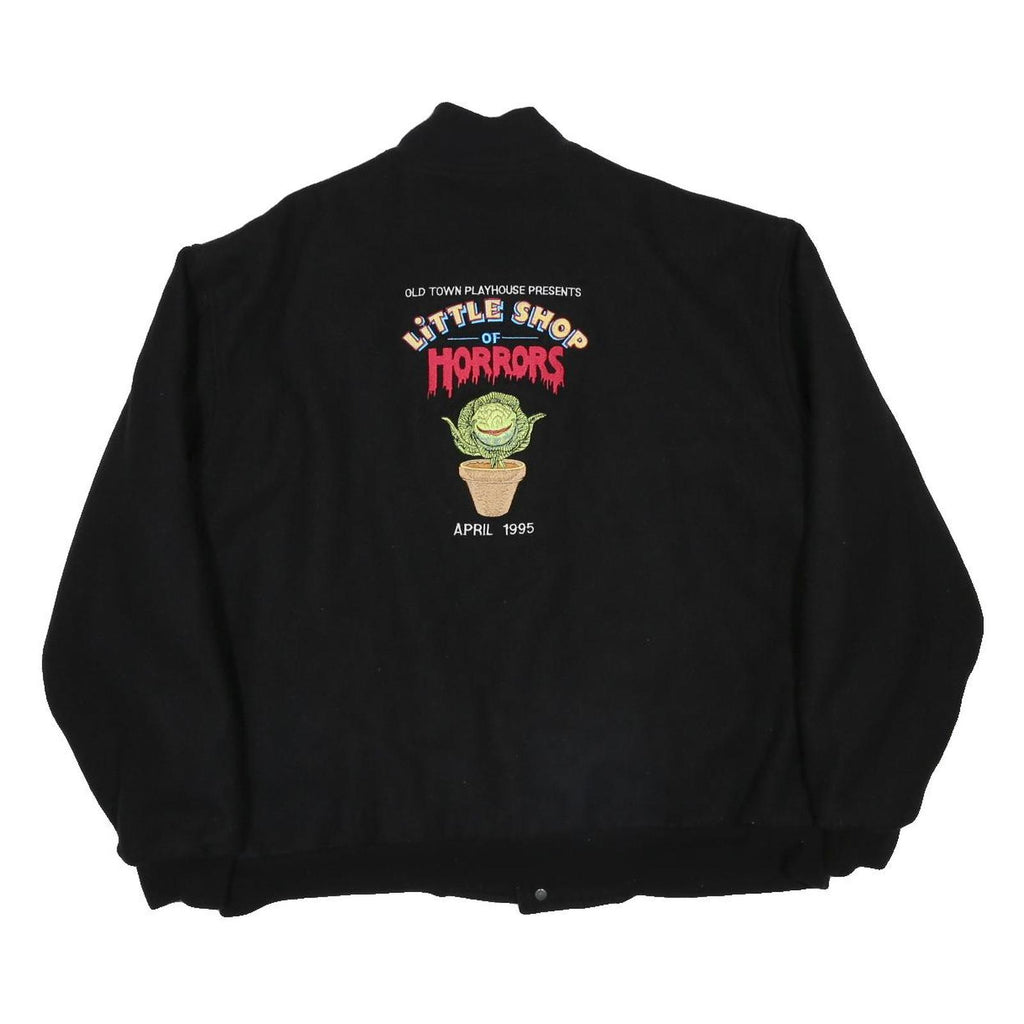 AUBURN Mens Black Little Shop Of Horrors Wool Blend Bomber Jacket XL Button