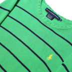RALPH LAUREN SPORT Womens Green & Navy Patterned Cotton Jumper Crew Neck Tight