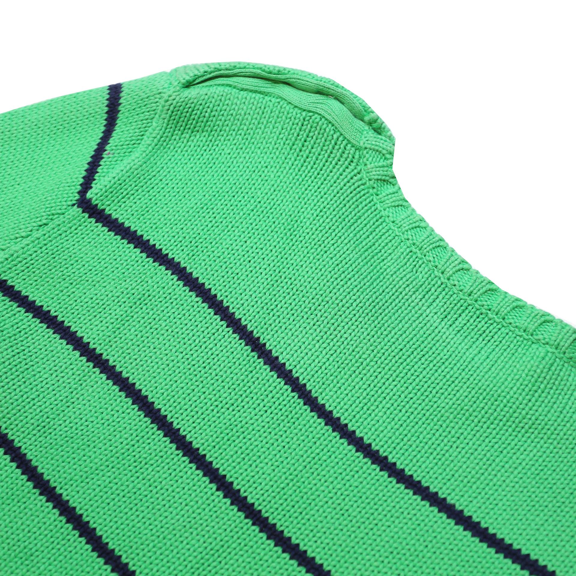 RALPH LAUREN SPORT Womens Green & Navy Patterned Cotton Jumper Crew Neck Tight