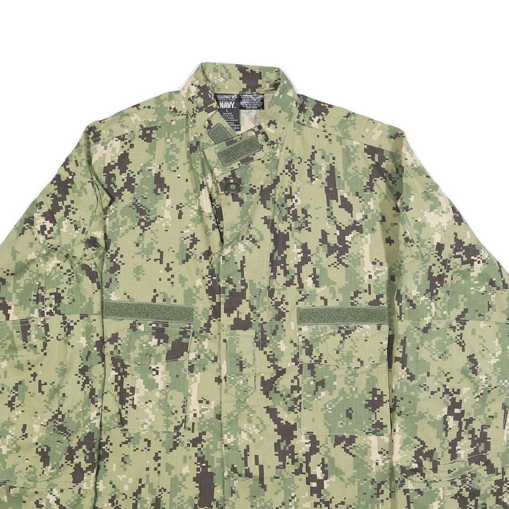 TROOPER Mens Green Camouflage Military Button Cotton Blend Jacket L