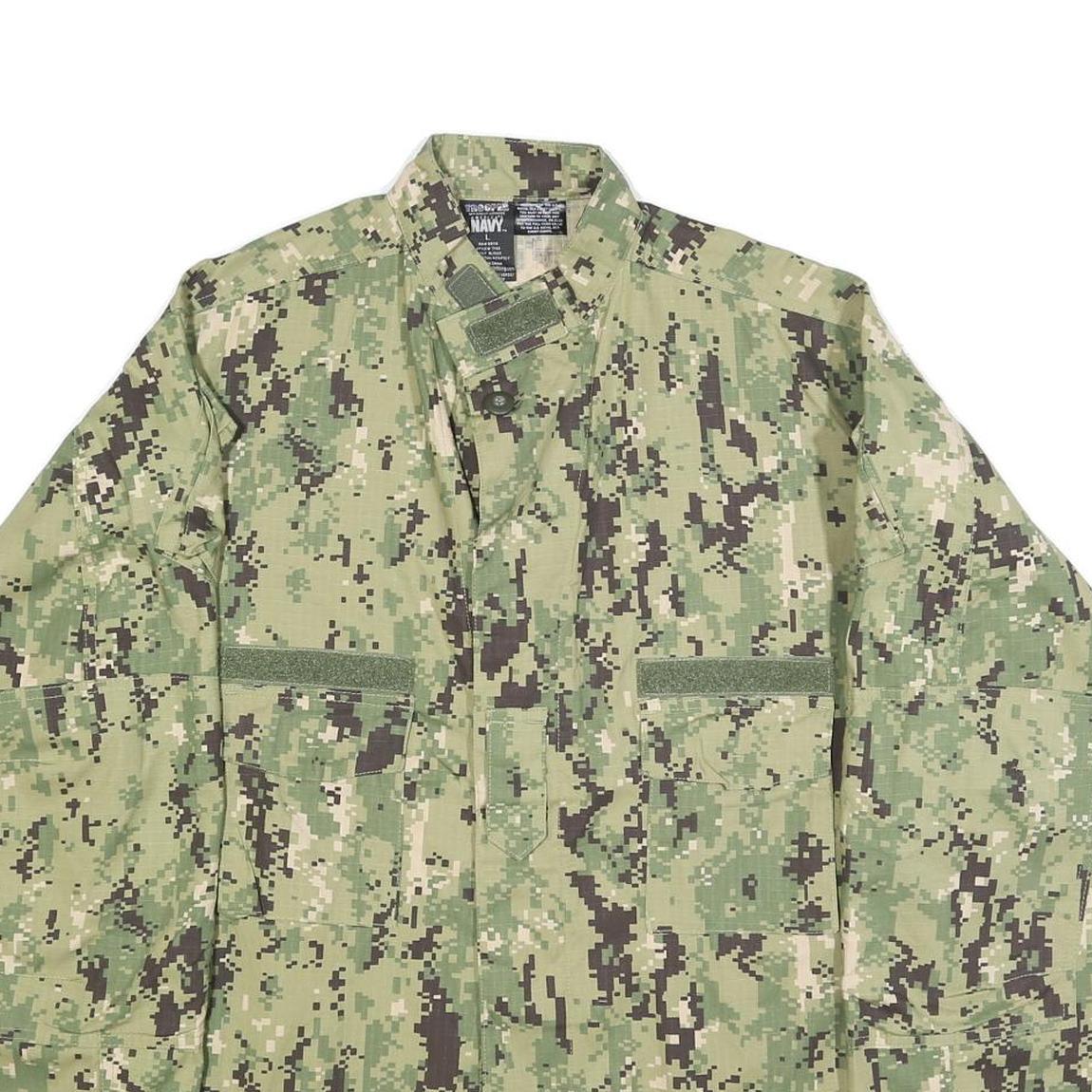 TROOPER Mens Green Camouflage Military Button Cotton Blend Jacket L