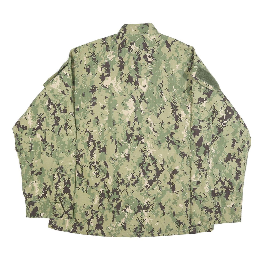 TROOPER Mens Green Camouflage Military Button Cotton Blend Jacket L