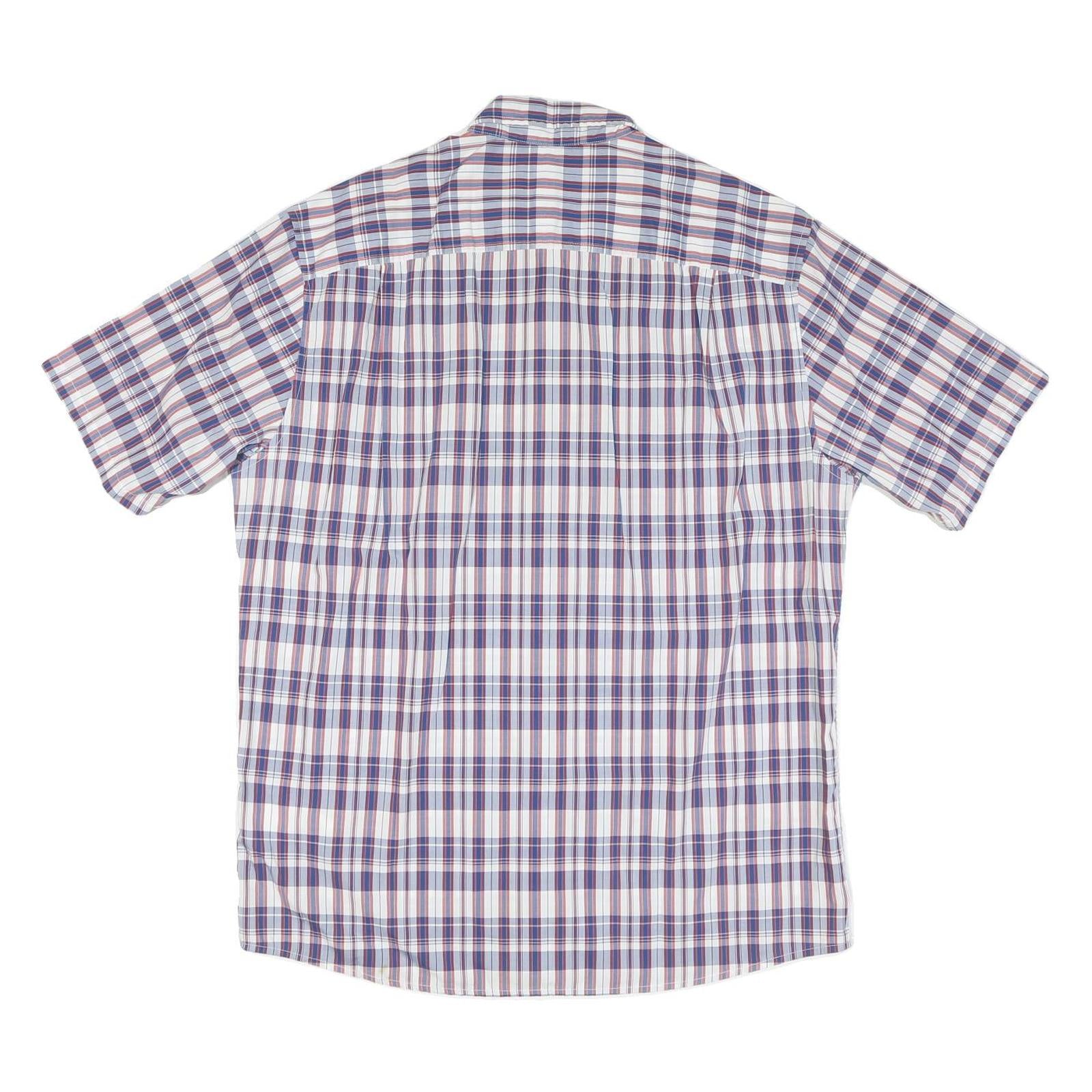 PENDLETON Mens Blue & Red Check Short Sleeve Shirt L Cotton Blend Button Down