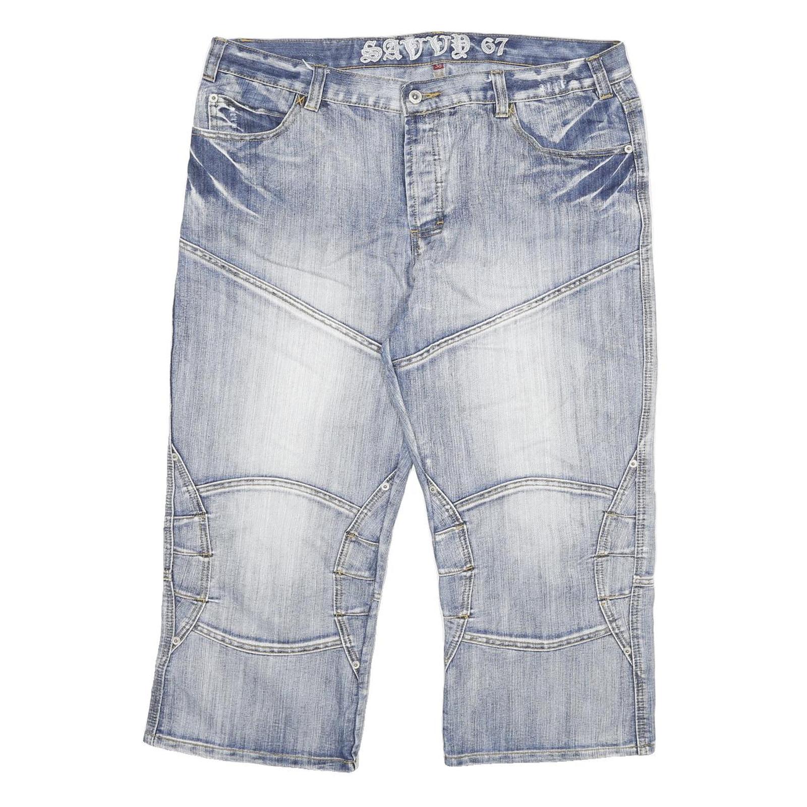 SAVVY 67 Womens Denim Blue Casual Shorts 3XL W38 Cotton Blend Relaxed Fit