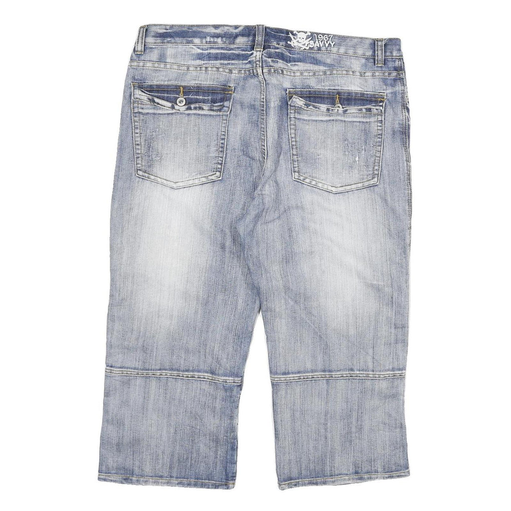 SAVVY 67 Womens Denim Blue Casual Shorts 3XL W38 Cotton Blend Relaxed Fit