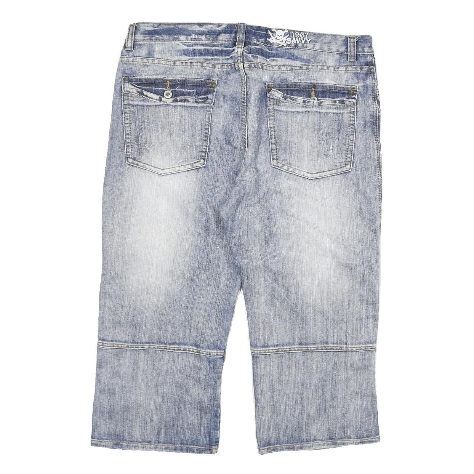 SAVVY 67 Womens Denim Blue Casual Shorts 3XL W38 Cotton Blend Relaxed Fit