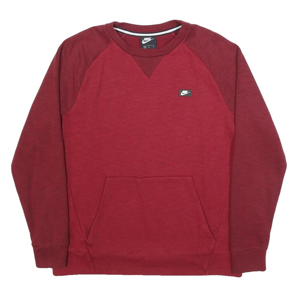 NIKE Mens Red & Burgundy Crew Neck M Cotton Blend Sweatshirt Casual Pullover