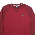 NIKE Mens Red & Burgundy Crew Neck M Cotton Blend Sweatshirt Casual Pullover